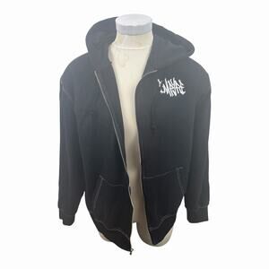 Empyre Mens XXL Black Zip Up Hoodie Embroidered Logo Contrast Stitching